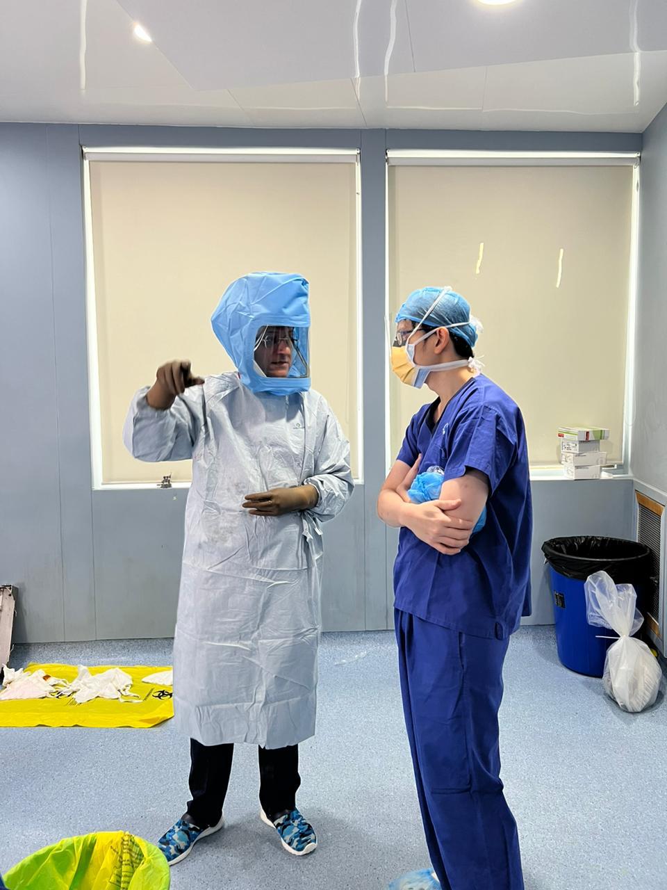 Post-surgery with colleague